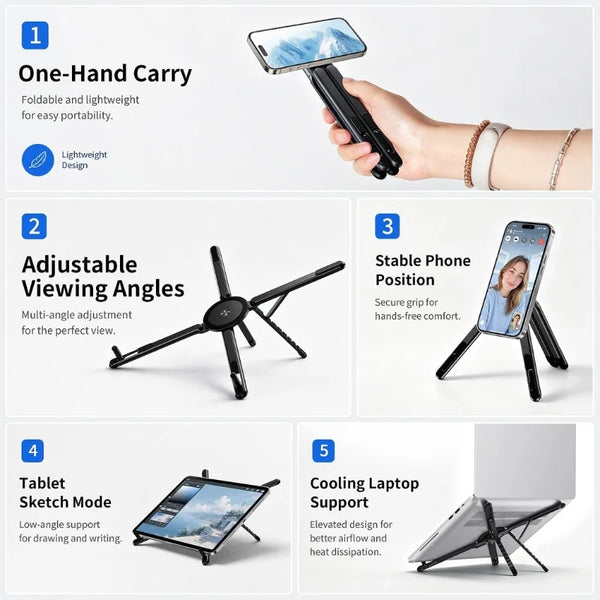 3-in-1 Magnetic Foldable Stand (K001) β Phone, Tablet & Laptop Holder β image 3