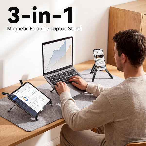 3-in-1 Magnetic Foldable Stand (K001) β Phone, Tablet & Laptop Holder β image 6