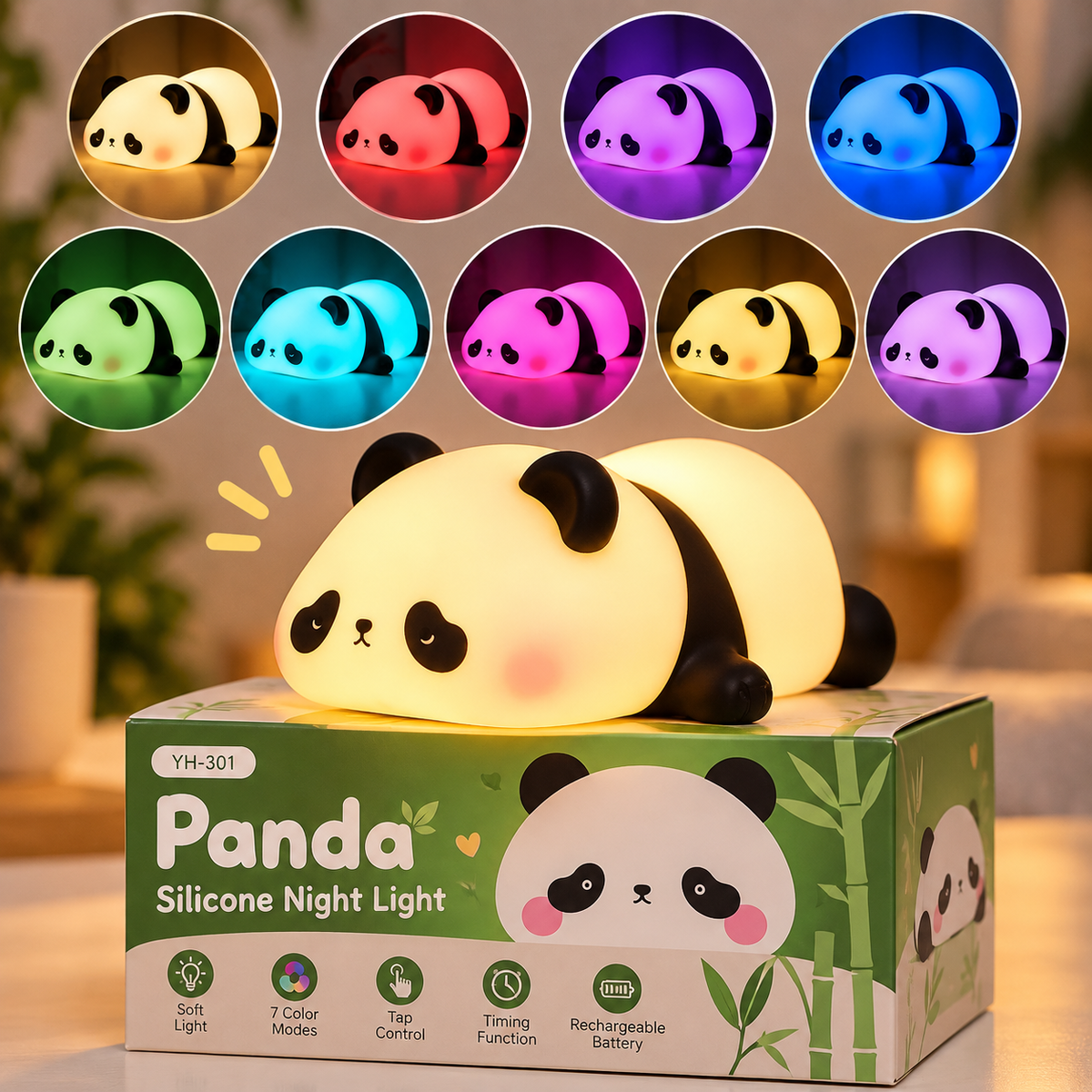 Cute Panda Soft Silicone LED Night Light — image 1